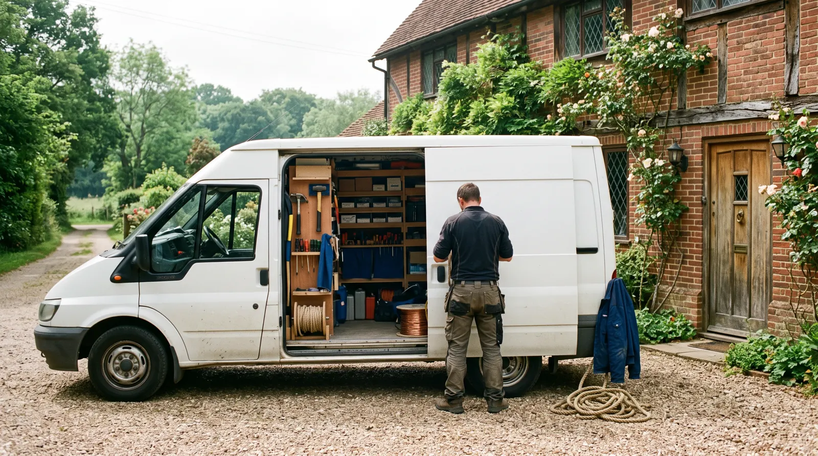 Electrician arriving at a home in Cobham